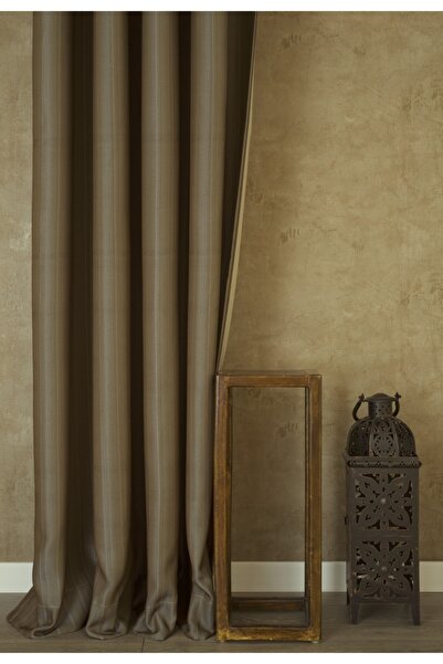 MASSARELLI Background Curtain Herringbone Pattern Light Brown 1-2 Sparse Pleat