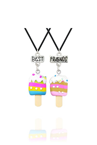 BearPear Renkli Dondurma Best Friends 2'li Arkadaşlık Kolyesi