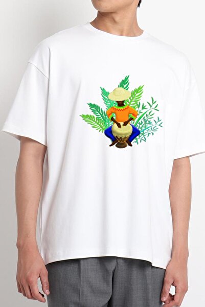 GreenMint أداء الموسيقى القبلية بونغو مان باللون الأبيض للجنسين