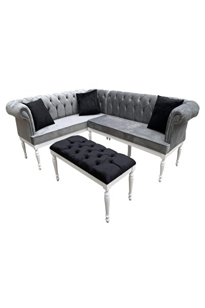 Evim-E Aksesuar Tamamı Gürgen Chester Kapitoneli Mutfak&balkon Köşe Takımı(ma...