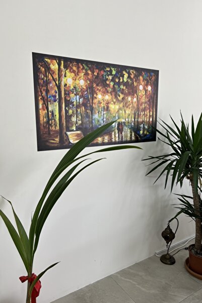 statik kağıt Çerçeve Görünümlü Tutunma Özellikli Statik Tablo Işıklı Sokak 70 - 40 Cm