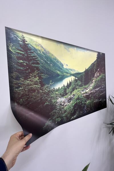 statik kağıt Statik Tutunma Özellikli Tablo - Poster 70 - 46 Cm Manzara (Mode...