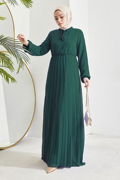 InStyle Šifonové hidžábové šaty Limelda - Petrol Green
