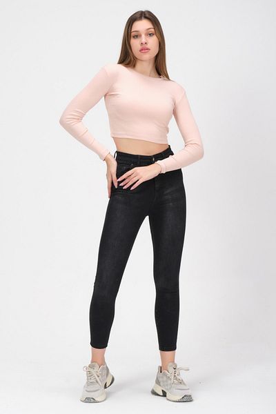 PUNKY CAT Γυναικεία Dusty Rose μακρυμάνικη μπλούζα Crop