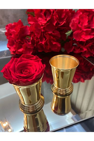ELİTHOMEDEKOR Gold Rose Bucket - 2 Pieces