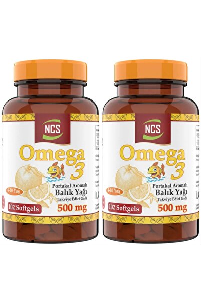 NCS زيت السمك أوميجا 3 - 500 مجم 102 كبسولة هلامية بنكهة البرتقال - 2 قطعة