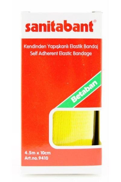 Sanitabant ضمادة مطاطية ذاتية اللصق مقاس 4.5 م × 10 سم لون أصفر