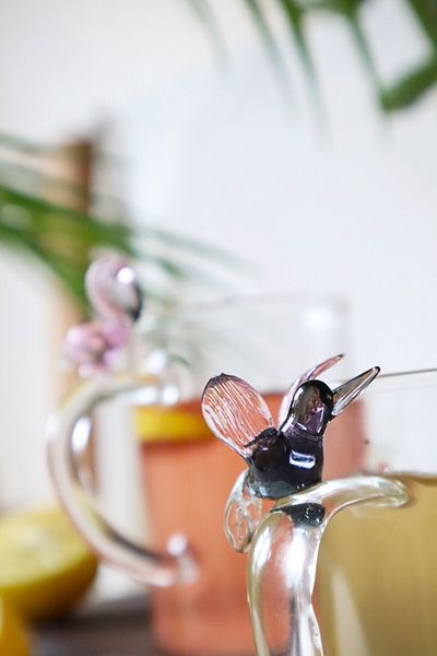 ADAMODART Decorative Hummingbird Design - Borosilicate Glass Mug