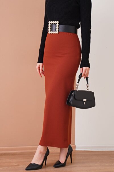 Nacar Kadın Şık Uzun Düz Kalem Etek Kapalı Tesettür Kalem Etek