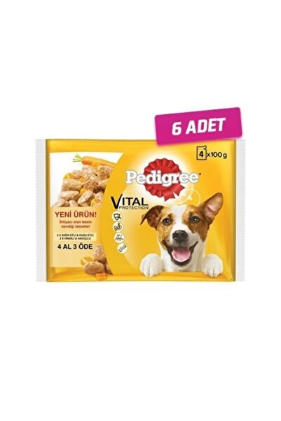 Pedigree 6 Adet - Multipack Sığır Etli&kuzu Ve Hindi&havuç Pouch 4x100 Gr
