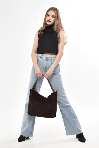 Ysmn Hakiki Deri Süet Kadın Omuz Çantası Kahverengi Yc011908hsd03