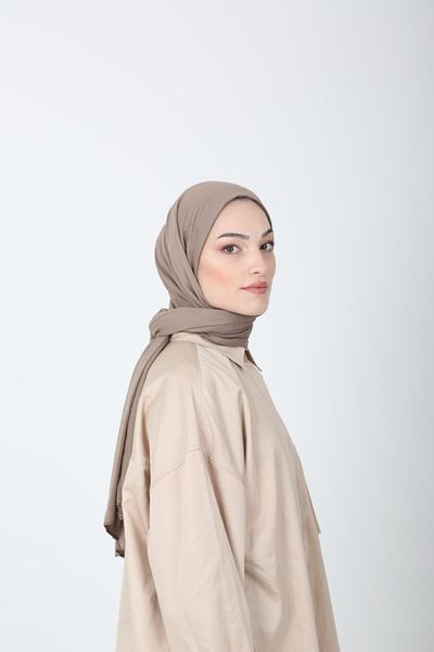 Bahar Scarf Viscose Combed Cotton Hijab Shawl - Mink
