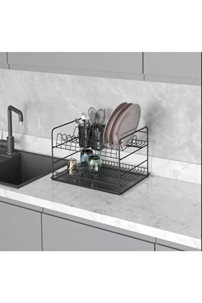 STARAX 4028a Antrasit Setüstü Çatal Kaşık Bölmeli Tabaklık – Bardaklık