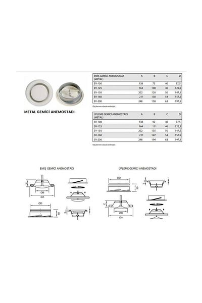 AFS 150 Mm Metal Sailor Anemostat Suction Blowing Easy Installation with Leak Proof Gasket Agmair Agm Vent