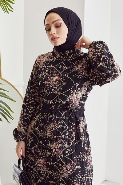InStyle Kleid mit floraler Levinor-Stickerei – Schwarz
