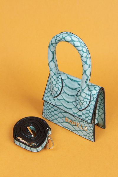BAHELS Geantă de umăr cu design special pentru femei, albastră, dimensiune mini