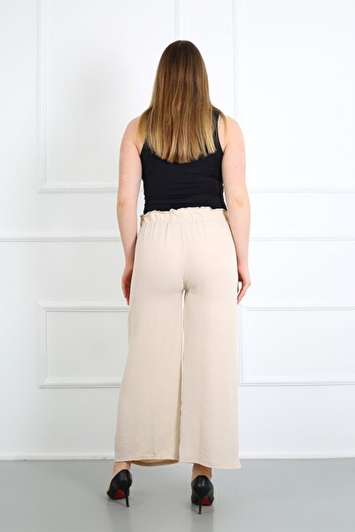 By Alba Collection Жіночі брюки з еластичним поясом з тканини кольору екрю Айробін