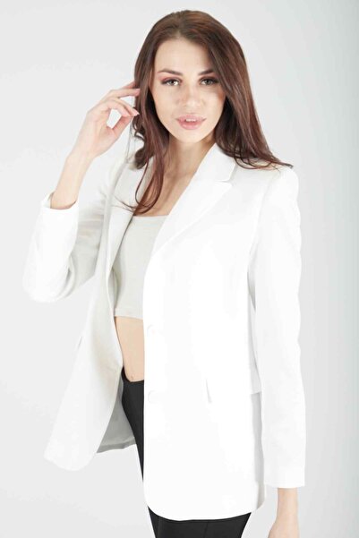 Feminist Vatkalı Astarlı Blazer Ceket Ekru 0105110