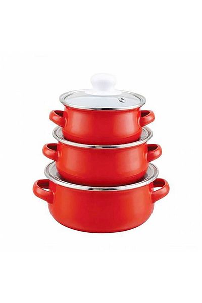 La Push Concept Red Enamel 3-Piece Red Cookware Set