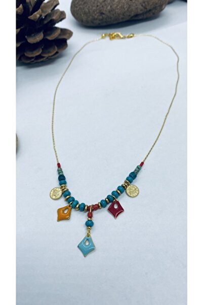 Porsuk Alternatif El Yapımı Etnik Otantik Hippi Mineli Kolye