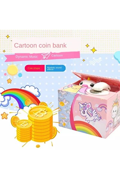 CAVAŞ sun hat Para Yiyen Unicorn Kumbara - Hırsız Unicorn Kumbara Eğlenceli Pilli Kumbara