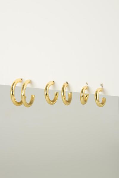 Modex Altın Rengi Minimal Halka Küpe Seti