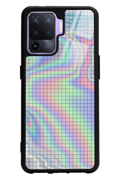 Spoyi Oppo Reno 5 Lite Neon Checkerboard Design Glossy Phone Case