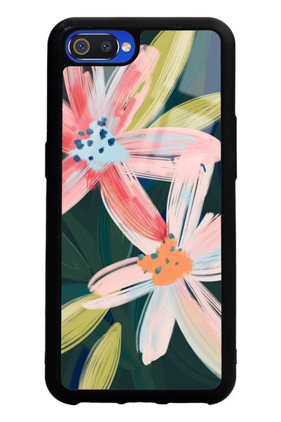 Spoyi Oppo Realme C2 Glossy Phone Case with Watercolor Flowers Design