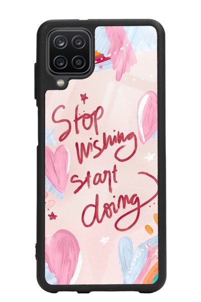 Spoyi Glossy Phone Case for Samsung A12 Pink Motto Design