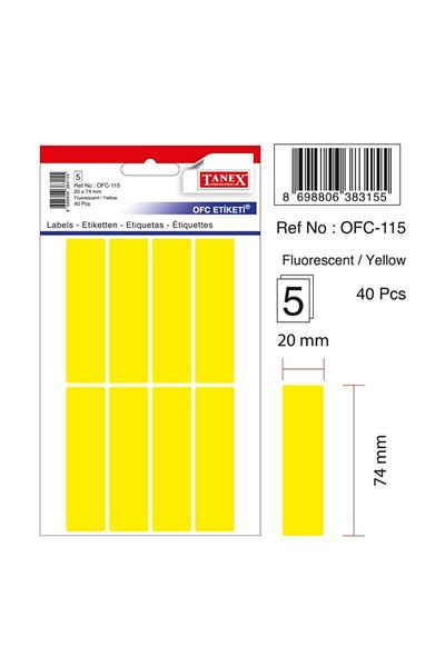 Tanex Ofc-115 20x74mm Neon Yellow Office Label 40 Pieces/Pack