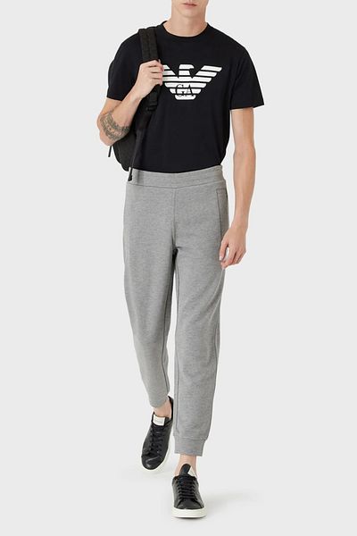 Emporio Armani Tricou cu decolteu cu decolteu cu imprimeu din bumbac pentru bărbați 8n1tn5 1jpzz 0975