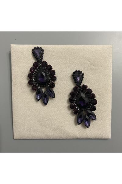 JOSEPH GROSS أقراط J-g للسهرة باللون الأحمر الأرجواني - أقراط مجوهرات