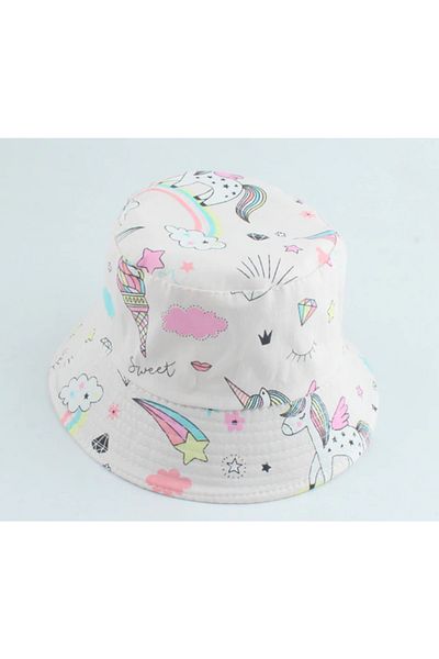 Petityu Unicorn Bone Color Bucket Summer Hat