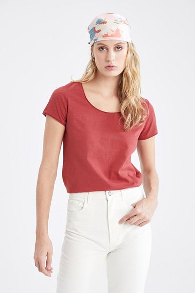 DeFacto Regular Fit Crew Neck Short Sleeve 100% Cotton T-Shirt