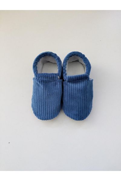 IŞIK Blue Corduroy Booties with Light Non-Slip Sole