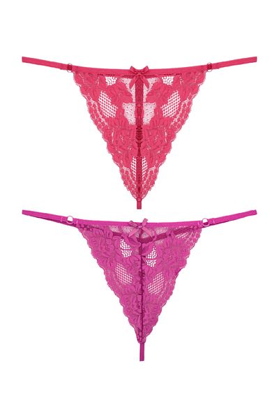 Zena 2-Piece Lace Front and String Back Women's String Panties
