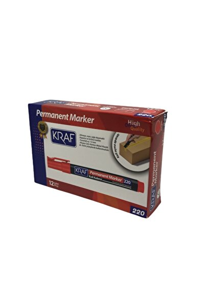KRAF 220 Kırmızı Yuvarlak Uç Permanent Koli Kalemi 12'li