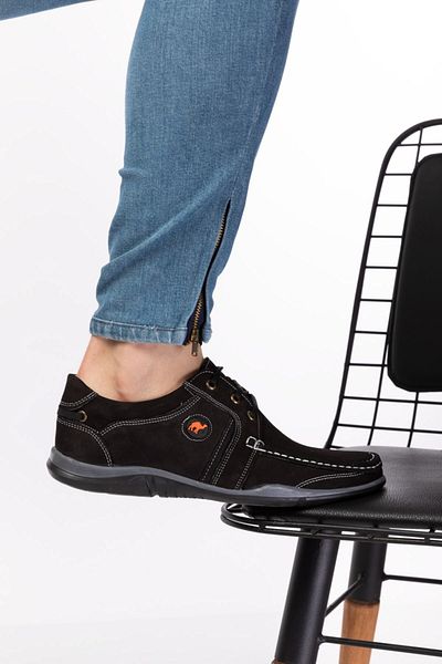 maximoda Pantofi de vară din piele naturală pentru bărbați, negri