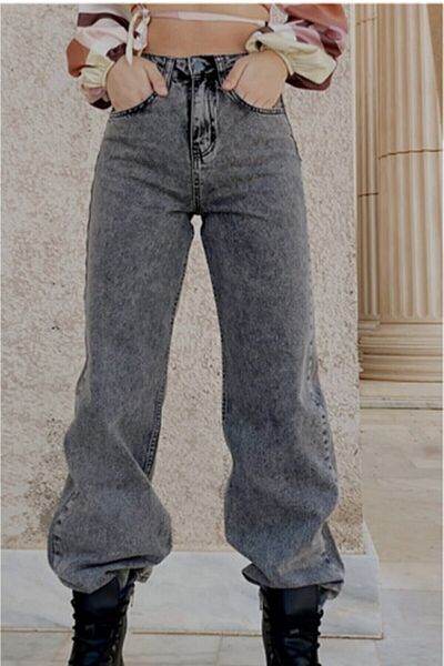 Trn JNS Kiah 90's Colorfast Smoked Lycra Super ψηλόμεσο φαρδύ τζιν παντελόνι. (ΥΠΕΡ ΥΨΗΛΟ.) Φαρδύ πόδι.
