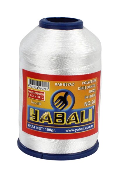 Yabalı YABALI Polyester Nakış Dantel İpliği No:50 100 Gr KAR BEYAZ