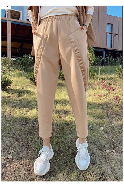 ALYA BUTİK Camel Stripe Detail Trousers