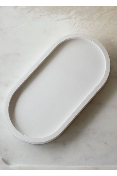 Miracle Design Διακοσμητικός Δίσκος Μπετόν, Παρουσίαση Ματ Λευκό