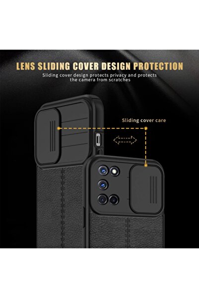 Fibaks Samsung Galaxy M30s Uyumlu Kılıf Sürgülü Slide Kamera Korumalı Deri Görünümlü Lüks Kapak