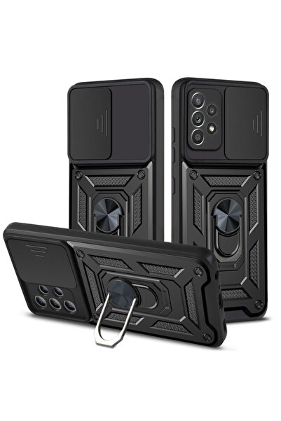 Fibaks Samsung Galaxy A32 4g Compatible Case Camera Protected Sliding Ring Armor Military Tank Armored Cover