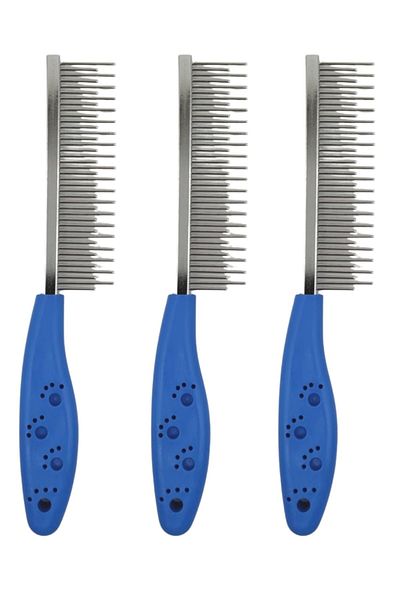 Buffer ® 3 قطع من مشط إزالة الشعر للقطط والكلاب، فرشاة معدنية ذات وجه واحد للعناية بالحيوانات الأليفة
