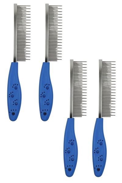 Buffer ® 4 قطع مشط لإزالة الشعر للقطط والكلاب، فرشاة معدنية ذات وجه واحد للعناية بالحيوانات الأليفة
