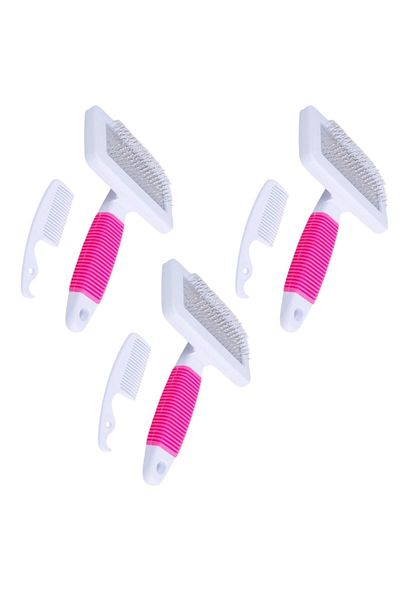 Buffer ® 3 Pieces Cat Dog Wire Small Size Feather Care Set Pet Grooming Brush