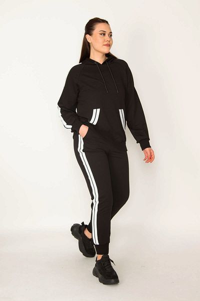Şans Große Größen in Sweatsuit Set - Schwarz - Regular Fit