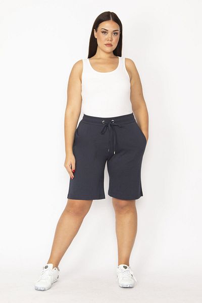 Şans Plus Size Shorts & Bermuda - Navy blue - Normal Waist