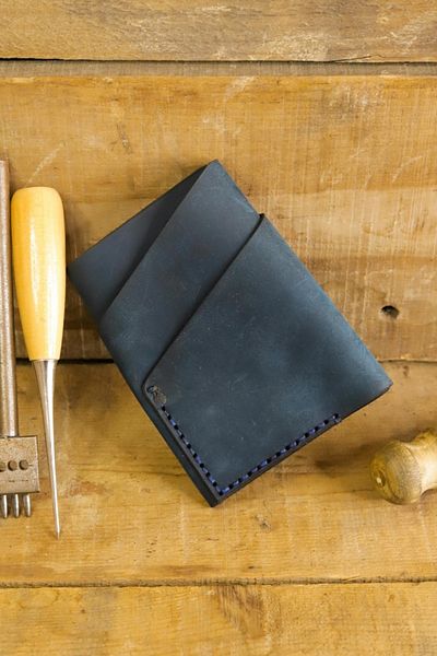 New Coast Leather 1900's Ανδρική Μπλε Γνήσια Δερμάτινη Χειροποίητη Κάρτα